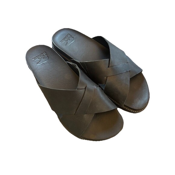 Sorel Leather Sandals Cameron Platform Mule Black Women’s Size 8 Slip On